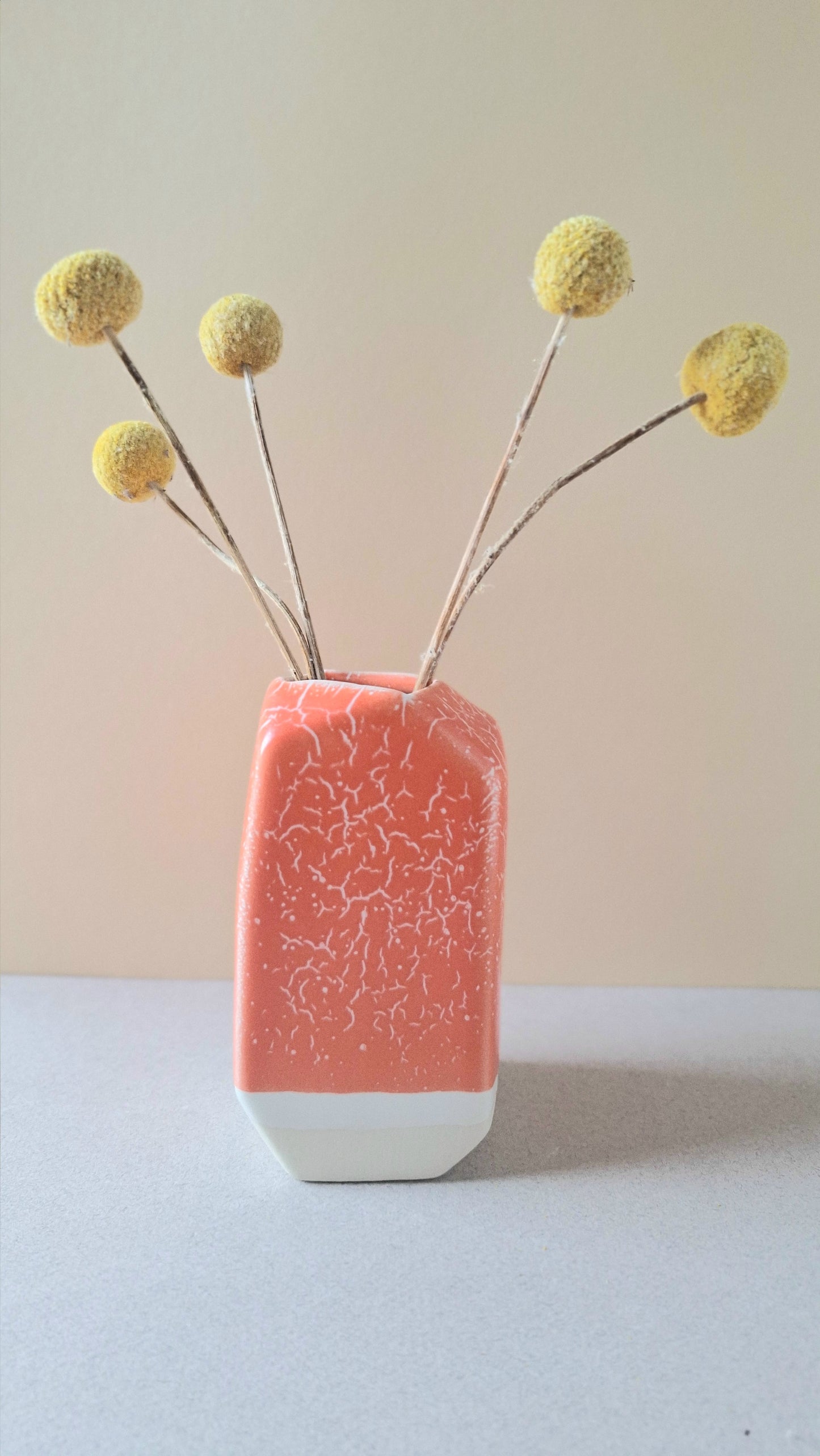Coral Crackle Jewel Vase