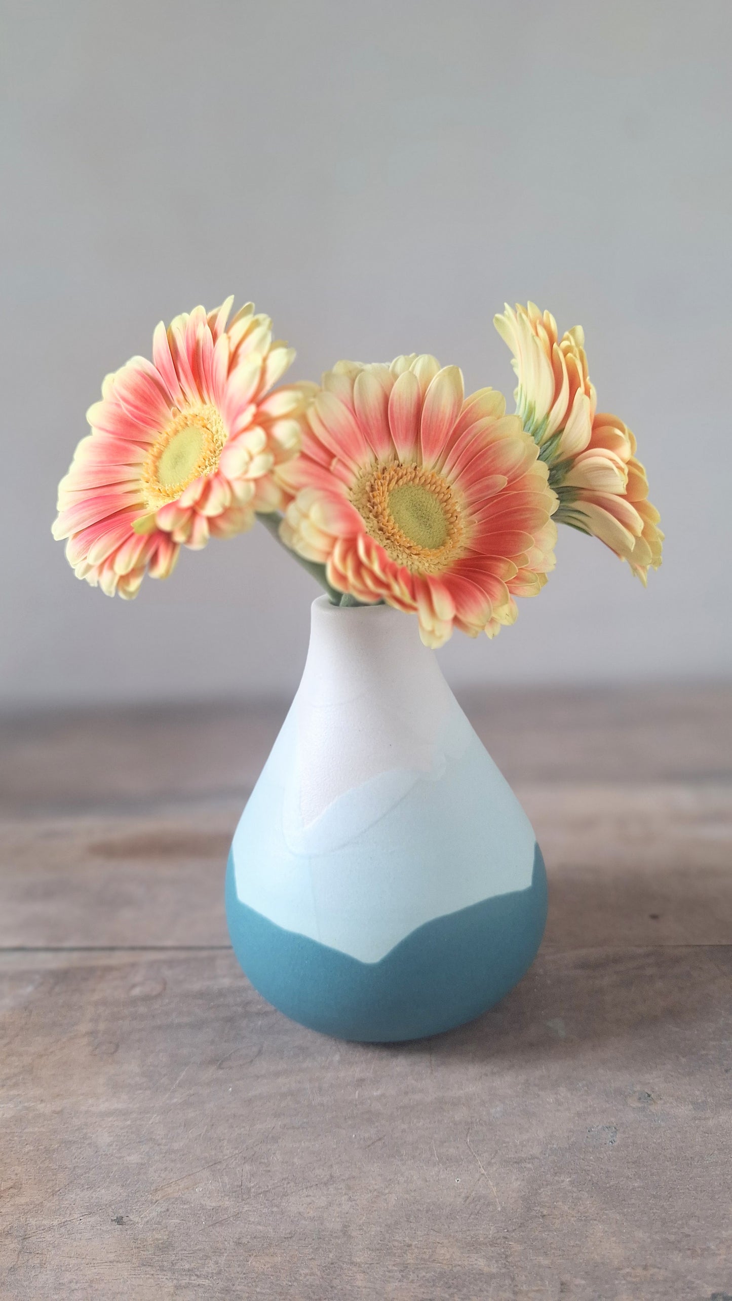 White Blue Teal Mountain Vase