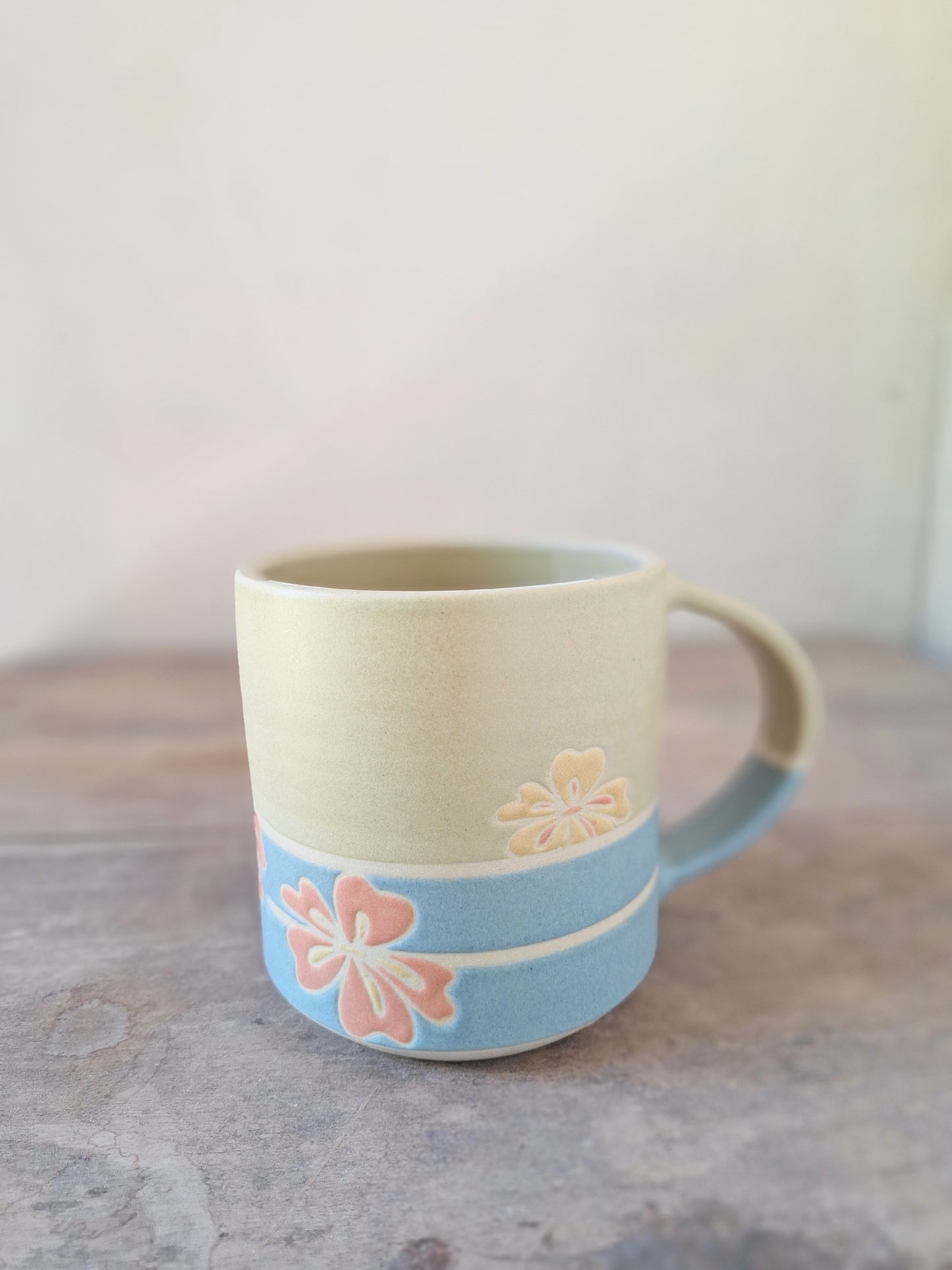 Avocado/Blue Geo Flower Mug