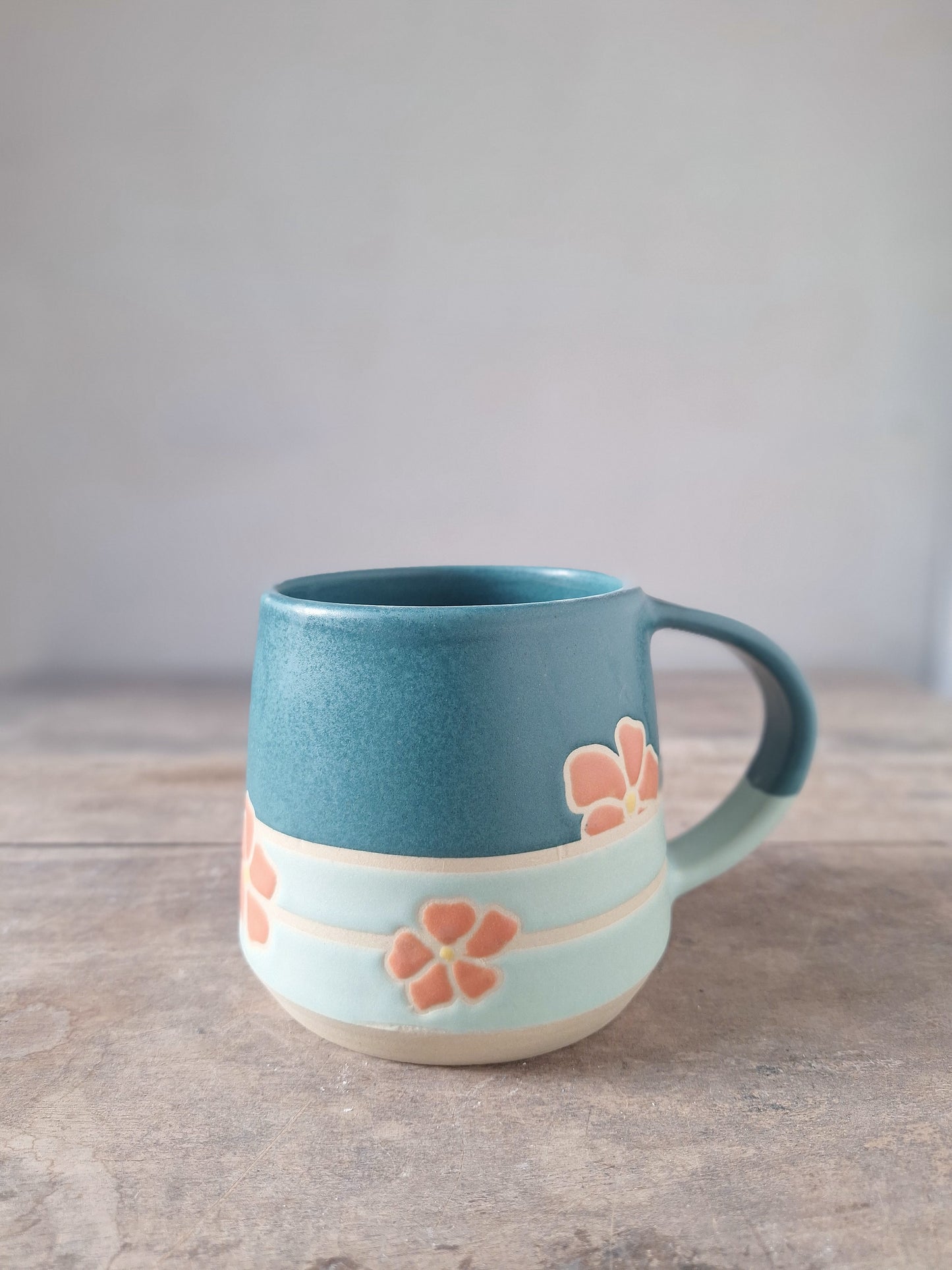 Teal/Blue Geo Flower Mug