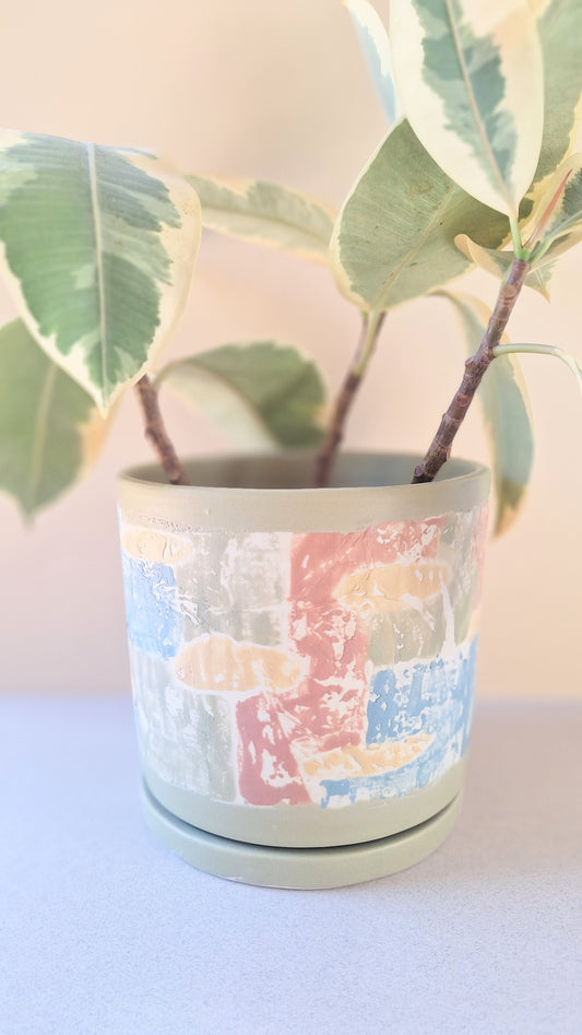 Large Monoprint Planter (Multi Abstract)