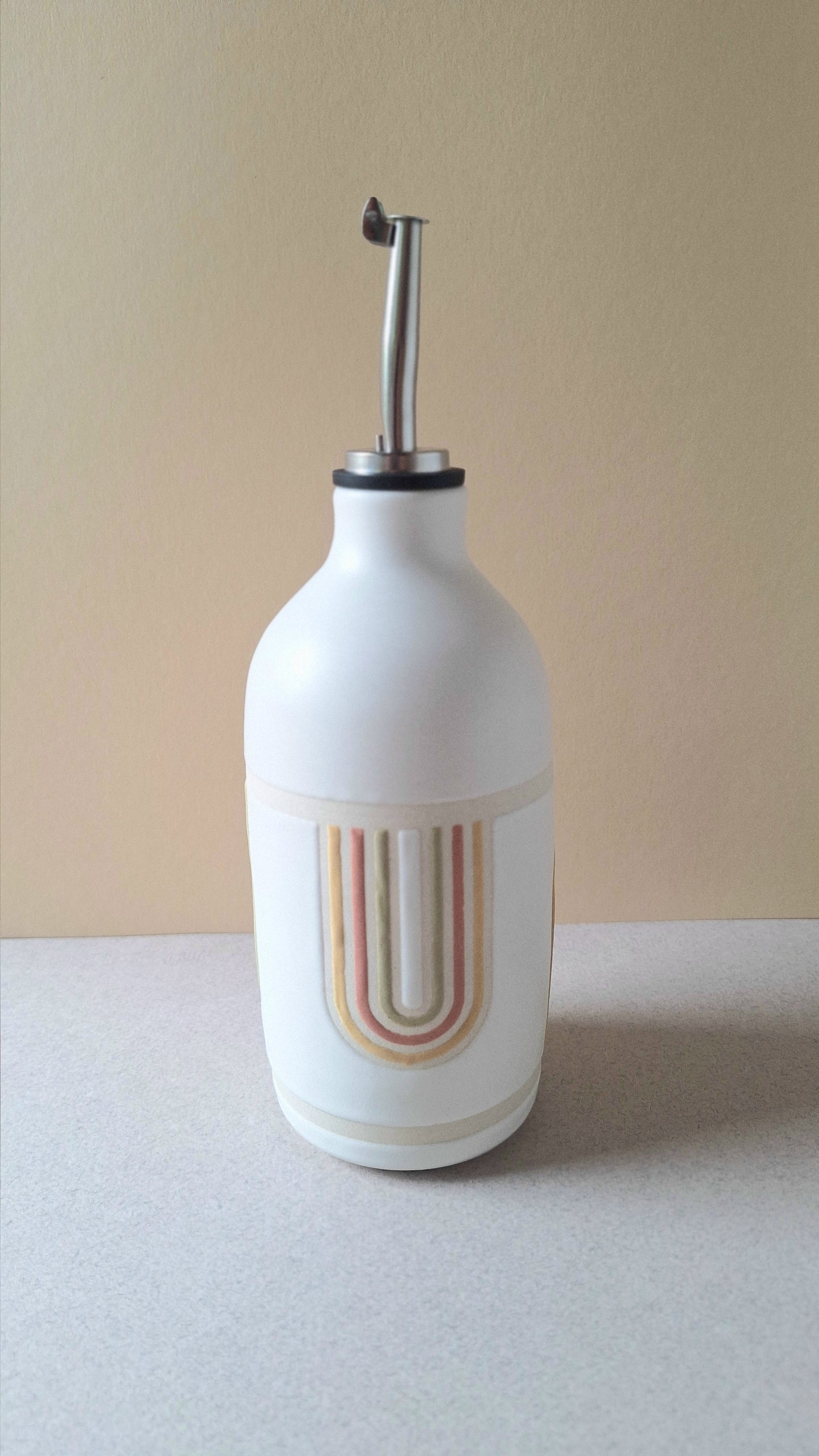 White Squiggle Olive Oil Cruet