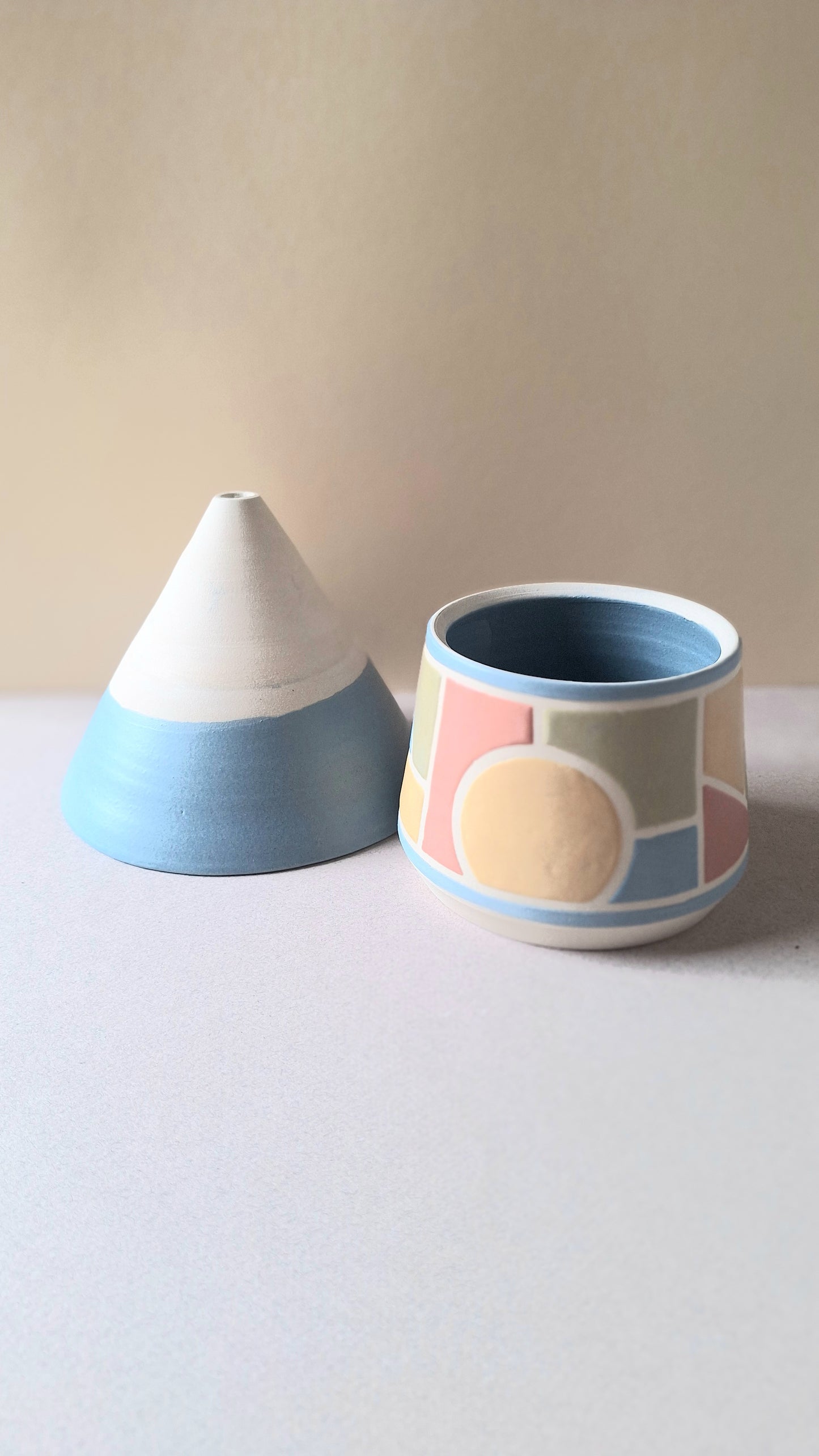 Blue Geo Angled Planter