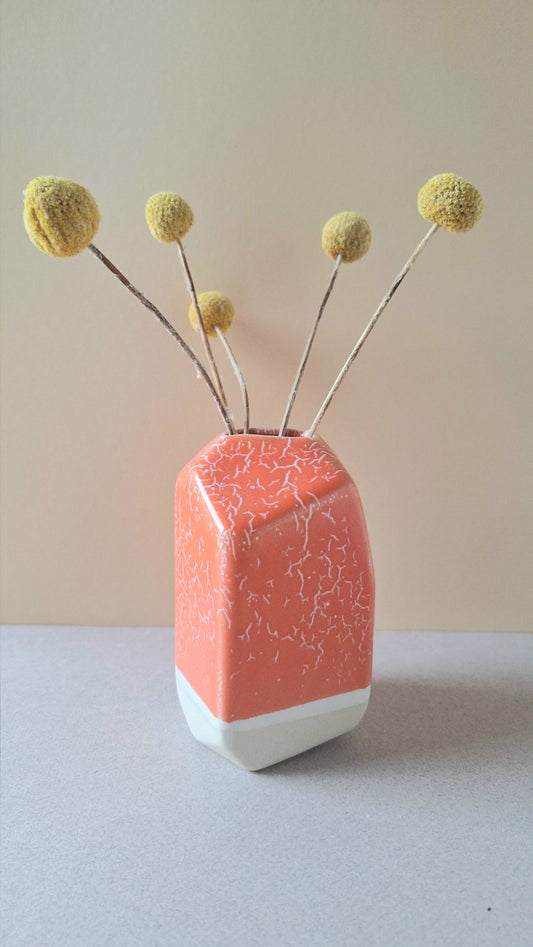 Coral Crackle Jewel Vase