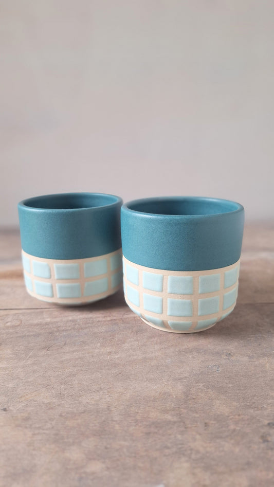 Teal / Blue Tile Little Sippers Pair