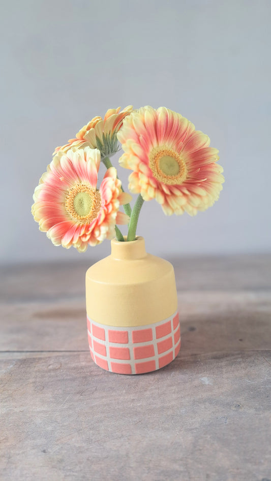 Yellow / Neon Coral Bud Vase