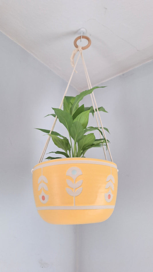 Yellow Folk Flower Hanging Planter
