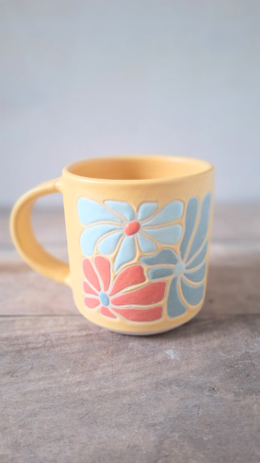 Yellow Retro Flower Mug