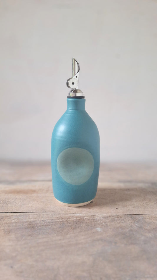 Teal Dot Olive Oil Cruet