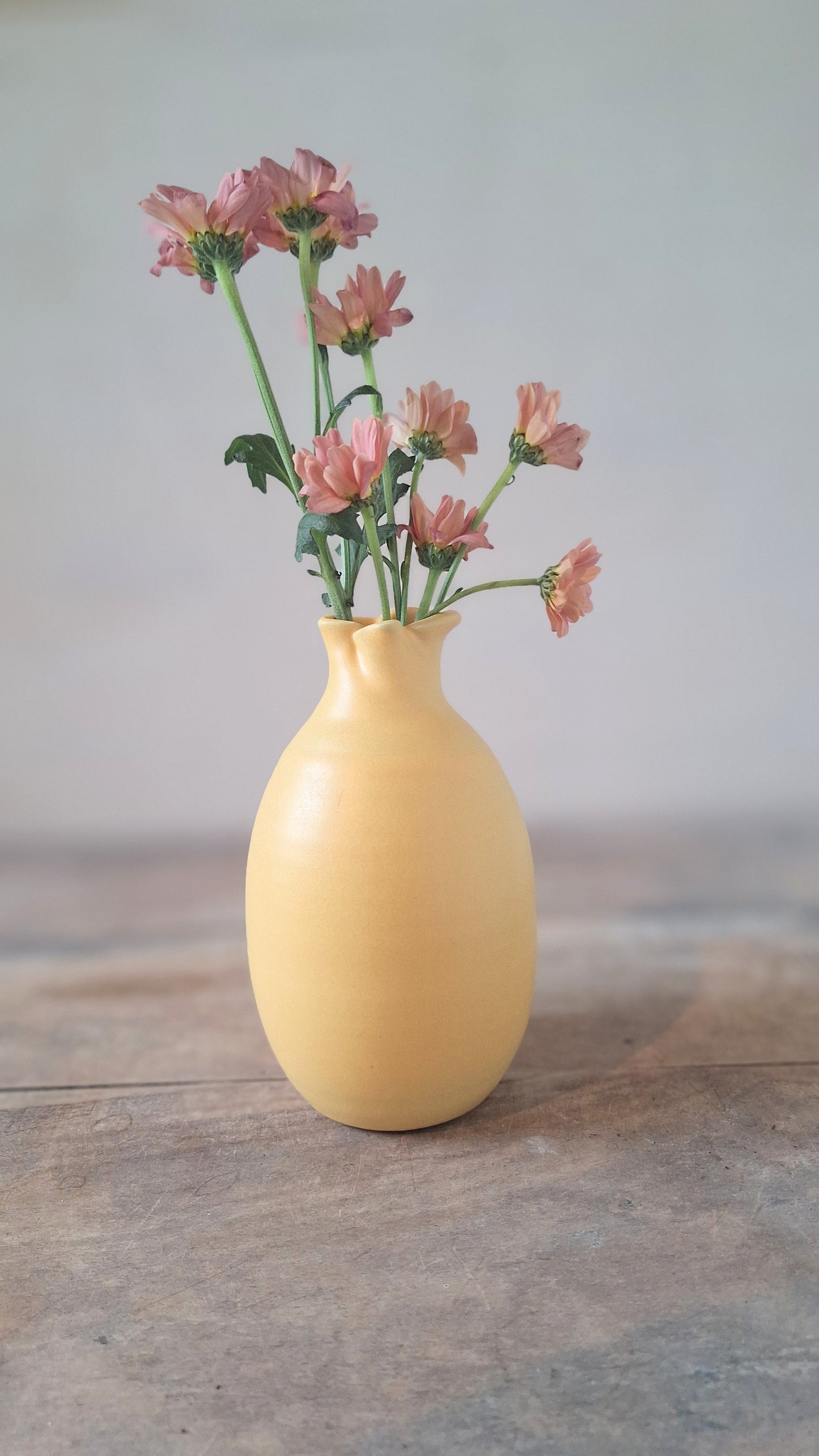 Yellow Ripple Bud Vase