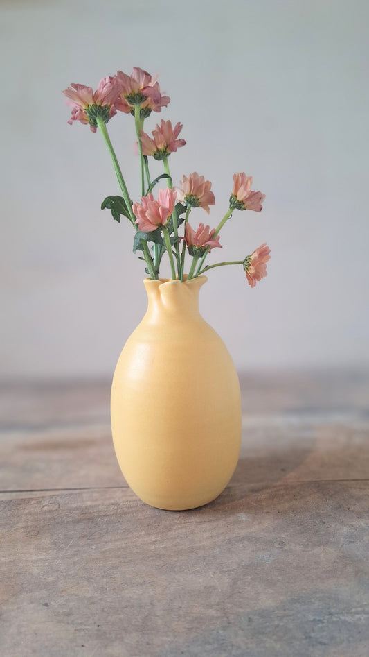 Yellow Ripple Bud Vase