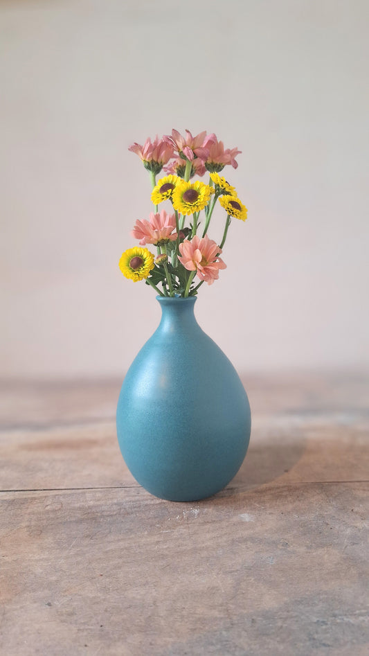 Teal Ripple Bud Vase