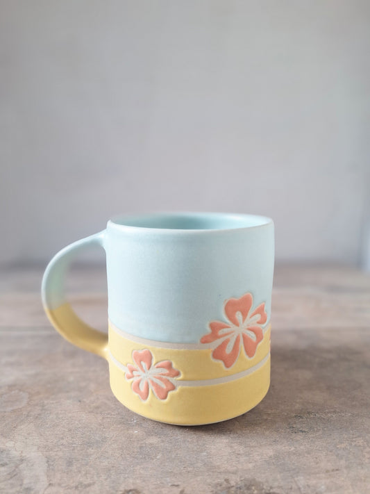 Blue/Yellow Geo Flower Mug