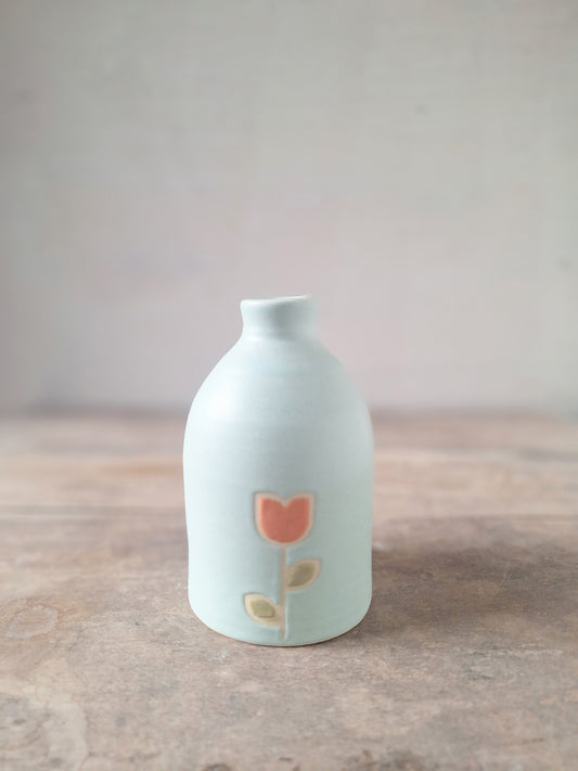 Antique Blue Tulip Bud Vase