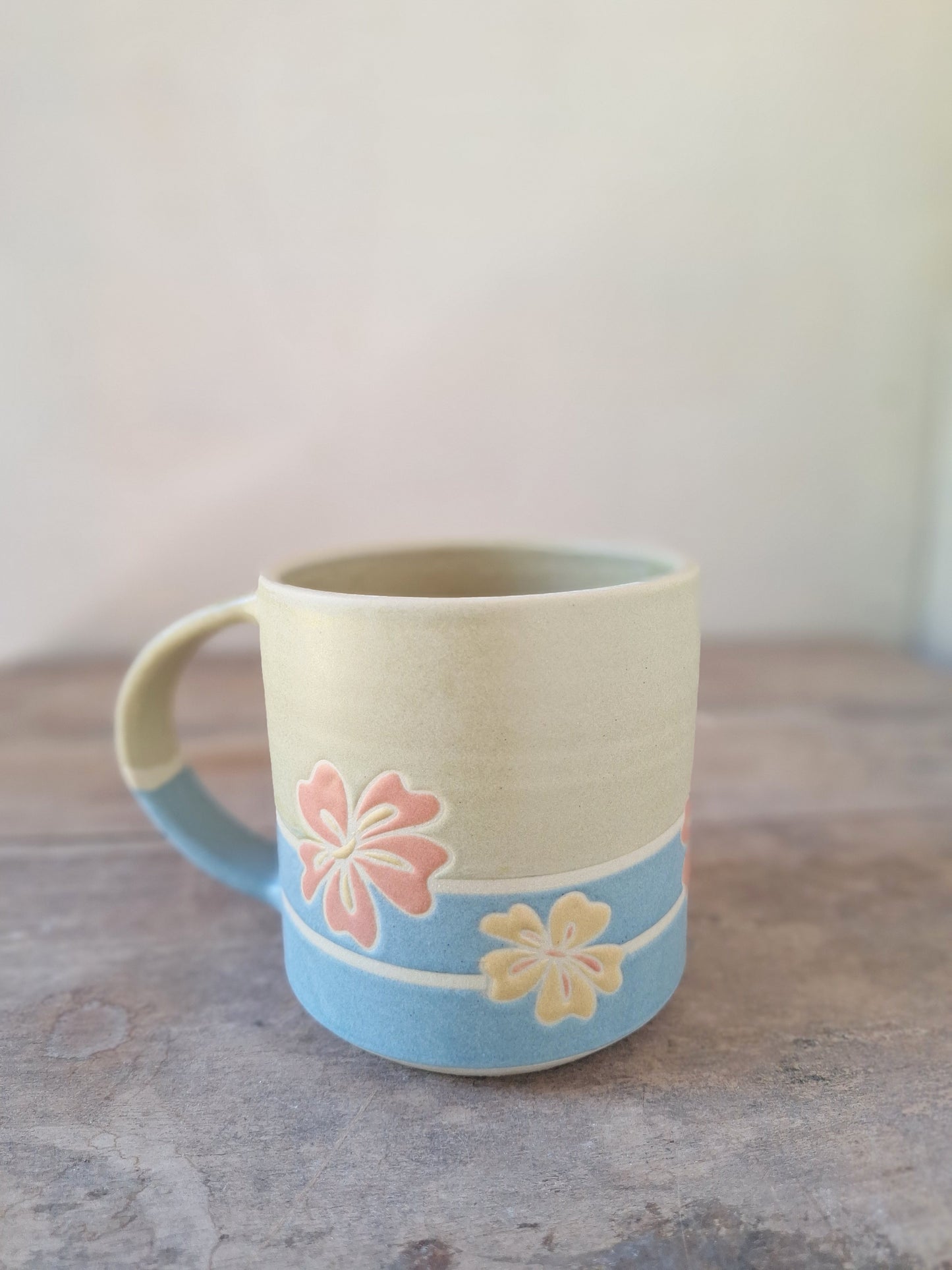 Avocado/Blue Geo Flower Mug