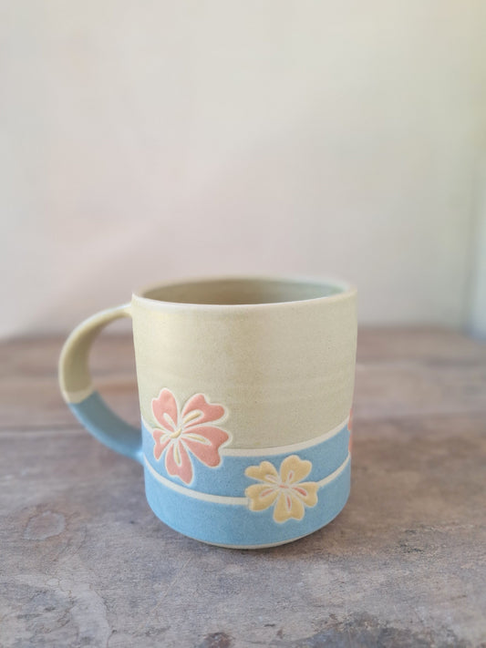 Avocado/Blue Geo Flower Mug