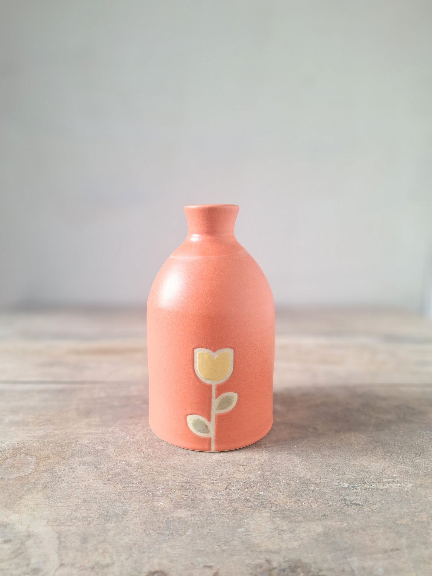 Coral Tulip Bud Vase