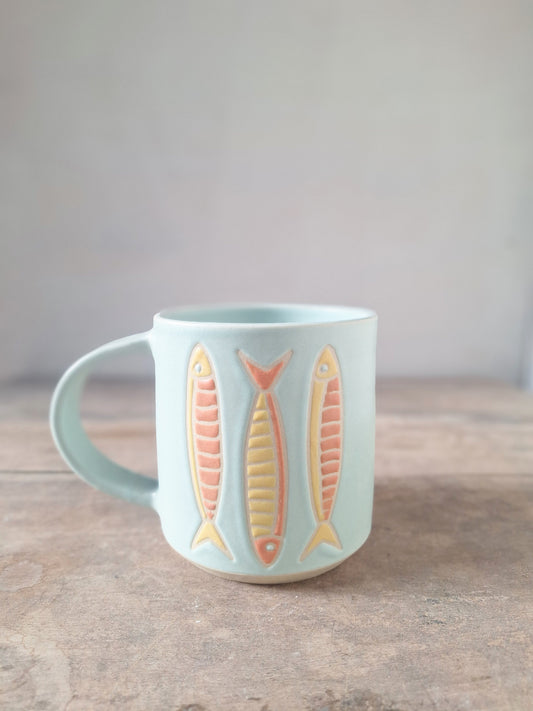 Antique Blue Fishy Mug