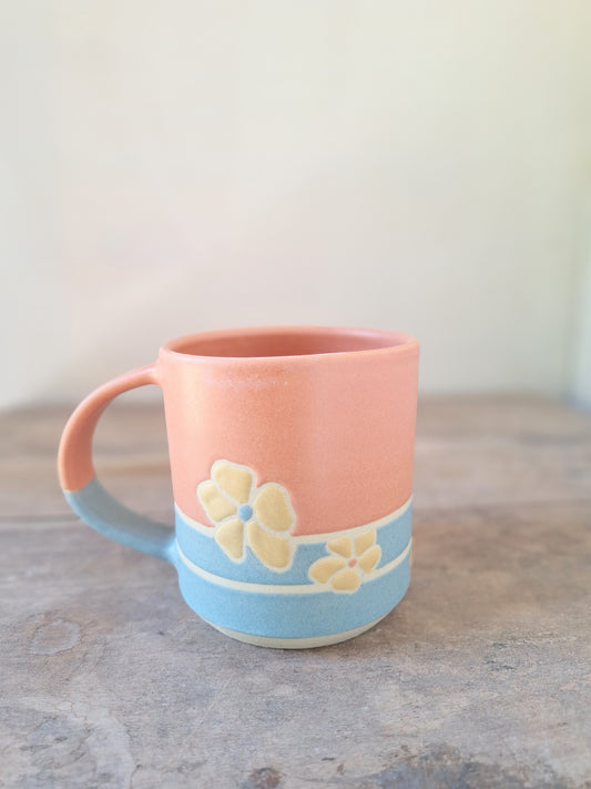 Henna/Blue Geo Flower Mug